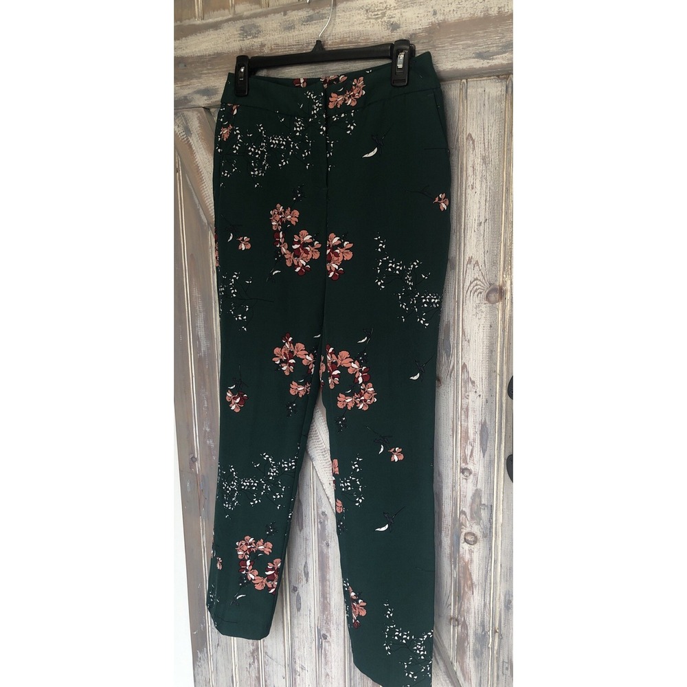 Carolina Belle Women's Montreal Floral Green Stretch Trouser Pants Size 4